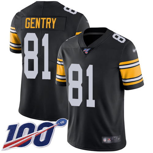 Men Pittsburgh Steelers Football #81 Limited Black Zach Gentry Alternate 100th Season Vapor Untouchable Nike NFL Jersey